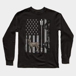 American Flag Bow Deer Hunting Gifts Archery Hunting Hunter Long Sleeve T-Shirt